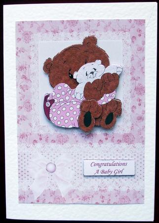 Baby Card with Bow and Lace by Hilary Shemmans