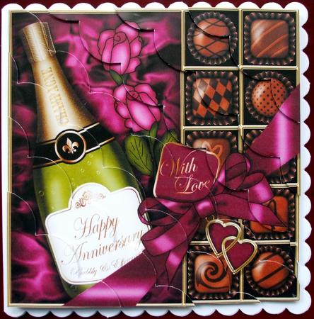 8 x 8 Anniv Champers Chocs N Roses Scalloped Corner Kit by Hilary Shemmans