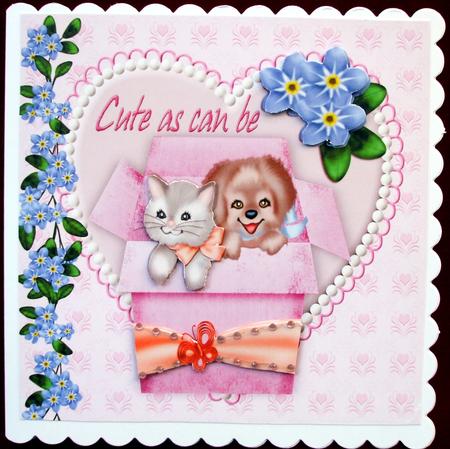 As Cute as Can Be, Cute Puppy and Kitten with Bow by Hilary Shemmans