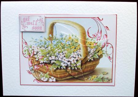 Floral Basket in Pink Frame - Warped Square Pyramid by Hilary Shemmans