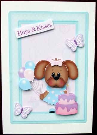 Gorgeous Brown Dog with a Birthday Cake & Balloons by Hilary Shemmans