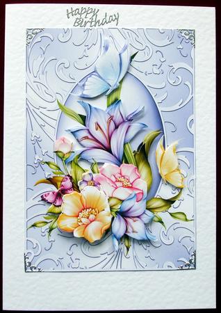 Gorgeous Powder Blue Shimmering Floral Card Front by Hilary Shemmans
