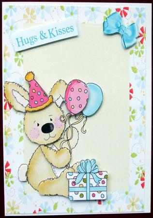 Birthday Rabbit with Balloons & Present by Hilary Shemmans