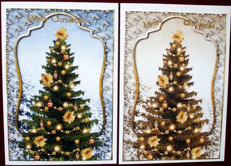 Golden Christmas Tree Snow Scene Toppers by Hilary Shemmans