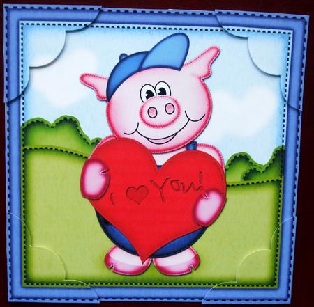 8 x 8 Ziggy Piggy's Heart Scalloped Corner Topper by Hilary Shemmans