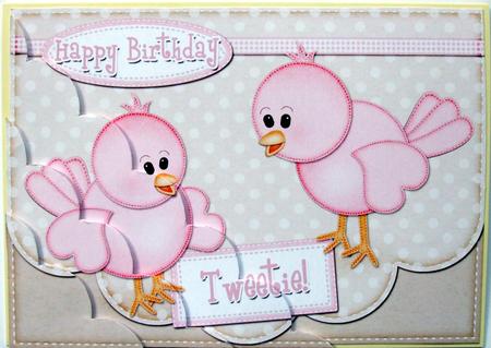A5 Little Birdie Felties Scallop Corner Side Stacker by Hilary Shemmans