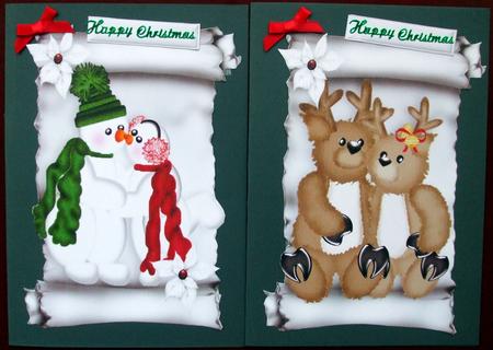 Christmas Cuddles Snowman and Reindeers Toppers by Hilary Shemmans