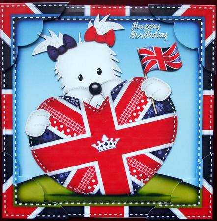8x8 Jess Westie's Union Jack Flag Heart Scalloped Topper by Hilary Shemmans