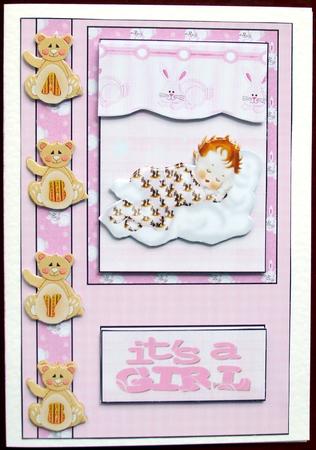 Baby Girl Card Front 1 by Hilary Shemmans
