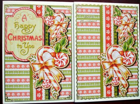 2 Vintage Christmas Candy Cane Toppers by Hilary Shemmans