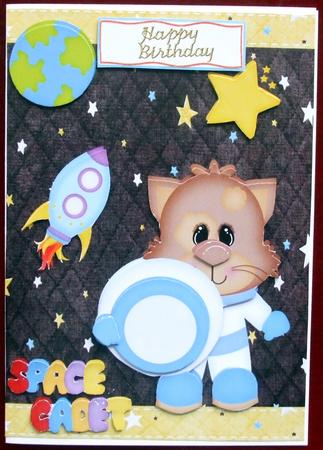 Space Cat with Planets and Rocket by Hilary Shemmans