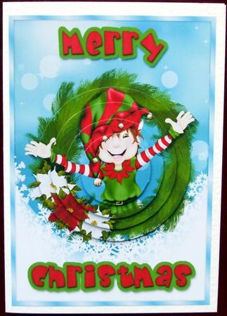 Smiling Elf Merry Christmas Circle Pyramid Topper by Hilary Shemmans