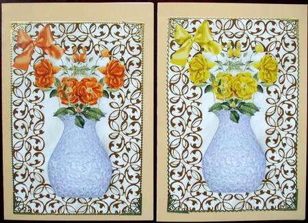 Pretty Flower Toppers in Gold Filigree Frames by Hilary Shemmans