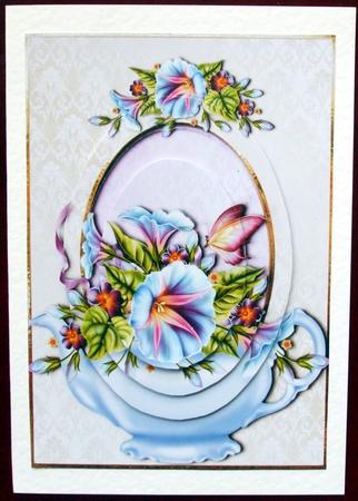 Morning Glory Filled Teapot Oval Pyramid by Hilary Shemmans