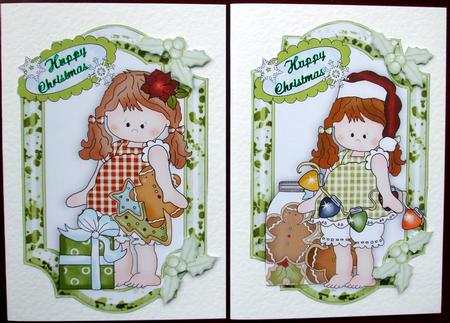 Christmas Little Girl Toppers with Holly by Hilary Shemmans