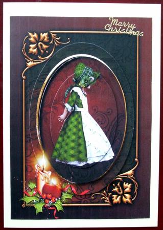 'holly Bonnet' Christmas Oval Pyramid - Green by Hilary Shemmans
