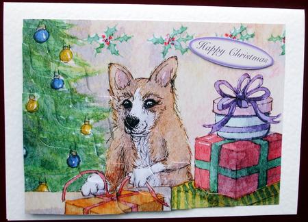 She Loved Wrapping Christmas Presents Wavy Corner Stacker by Hilary Shemmans
