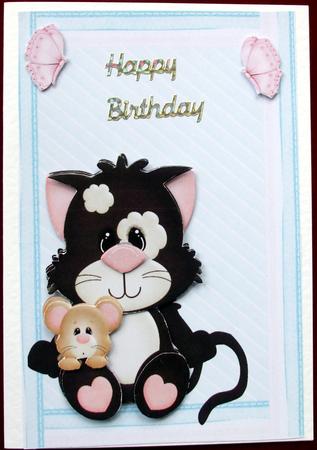 Cute Black & White Cat & Mouse by Hilary Shemmans