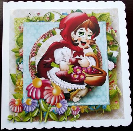 Little Red Riding Hood 8 x 8 Topper with Decoupage by Hilary Shemmans