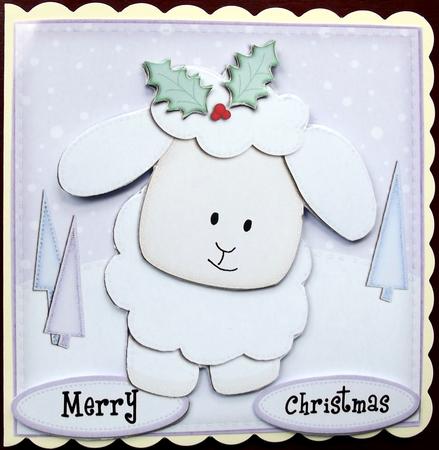 Xmas Little Lamb Quick Card N 3D Decoupage by Hilary Shemmans