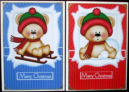 Christmas Teddys Playing by Hilary Shemmans