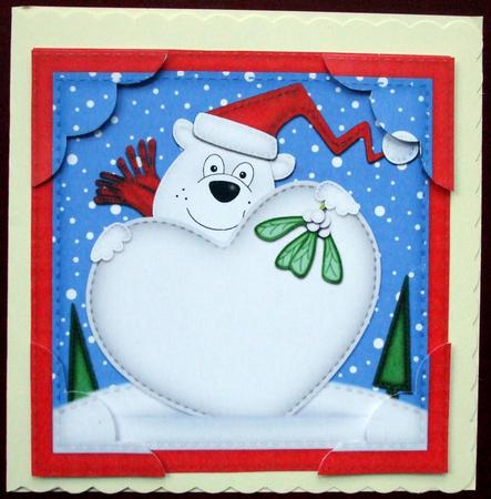 8 x 8 Ben Polar Bear Xmas Love Scalloped Corner Topper by Hilary Shemmans