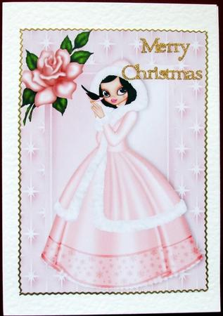Pretty in Pink! Lovely Lady with Pink Rose A4 by Hilary Shemmans