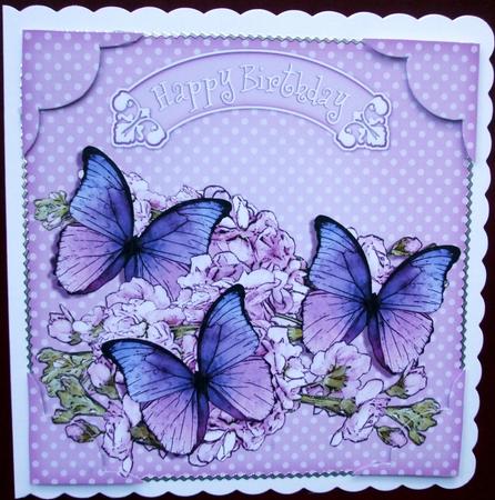 8 x 8 Butterflies & Flowers Birthday Scalloped Corner Topper by Hilary Shemmans