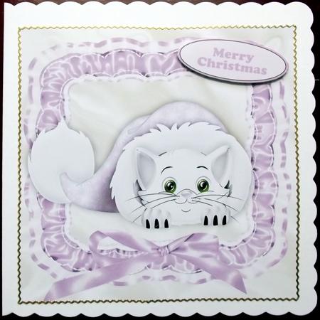 Cute Kitten in Christmas Santa Hat 8x8 by Hilary Shemmans