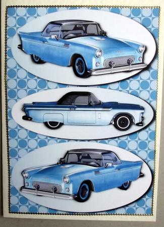 Classic Car T-bird Blue + Decoupage by Hilary Shemmans