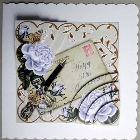 Blue Roses 50th Anniversary 6in Duo Stacker by Hilary Shemmans