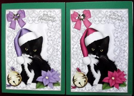 Gorgeous Little Kitty Claws in Santa Hats Toppers by Hilary Shemmans