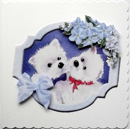 Westie Sweethearts with Forget Me Nots Topper by Hilary Shemmans