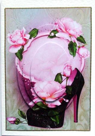 Black Shoe & Beautiful Pink Roses Pyramid by Hilary Shemmans
