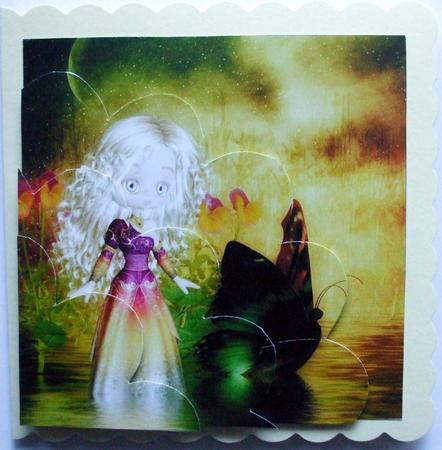 Blonde Girl and Butterfly Shell Edged Corner Stacker by Hilary Shemmans