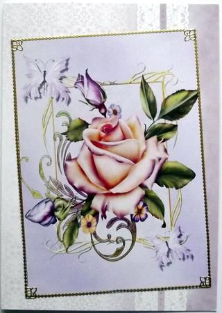 Gorgeous Cream & Purple Rose A4 by Hilary Shemmans