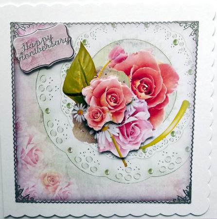 Rose Bouquet on Beaded Doily by Hilary Shemmans