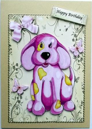 Cute Pink Dog with Yellow Spots by Hilary Shemmans