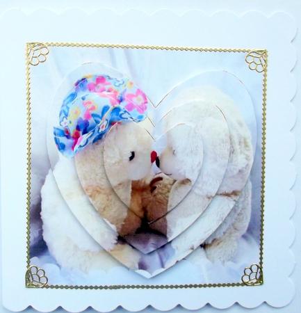 Kissing Teddy Bears Heart Shaped Pyramid by Hilary Shemmans