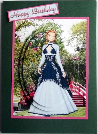 Lady in Blue Dress in Japanese Garden by Hilary Shemmans