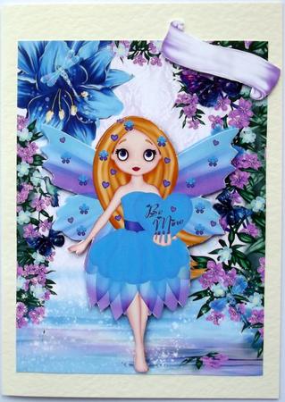 Be Mine Fantasy Faerie in Waterfall with Flowers by Hilary Shemmans