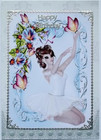 Pretty Ballerina with Morning Glory Flowers and Butterflies by Hilary Shemmans
