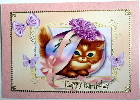 Cute Kitten Hiding in a Bonnet A4 by Hilary Shemmans