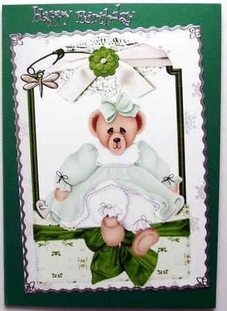 Cute Teddy in Vintage Lace Frame A4 by Hilary Shemmans