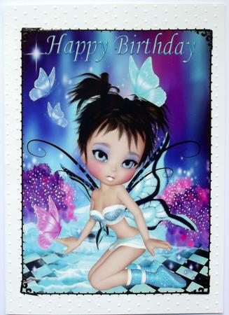 Fantasy Faerie with Butterflies in Pink/turq A4 by Hilary Shemmans
