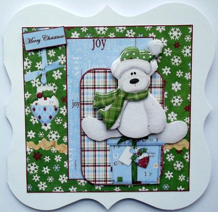 Polar Bears Christmas Card Front with a Topper by Hilary Shemmans