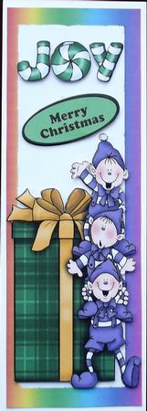 Santas Cheeky Elves with Present Dl by Hilary Shemmans