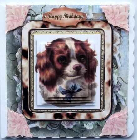 Vintage Spaniel Dog Topper & Pyramid Decoupage by Hilary Shemmans