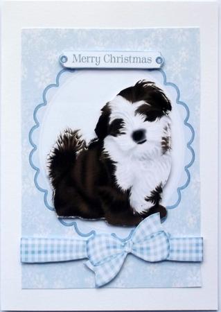 Fluffy Brown & White Christmas Dog by Hilary Shemmans