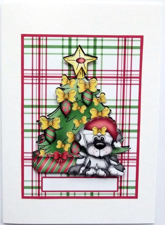 Christmas Puppy with Gifts 5 x 7 Card by Hilary Shemmans